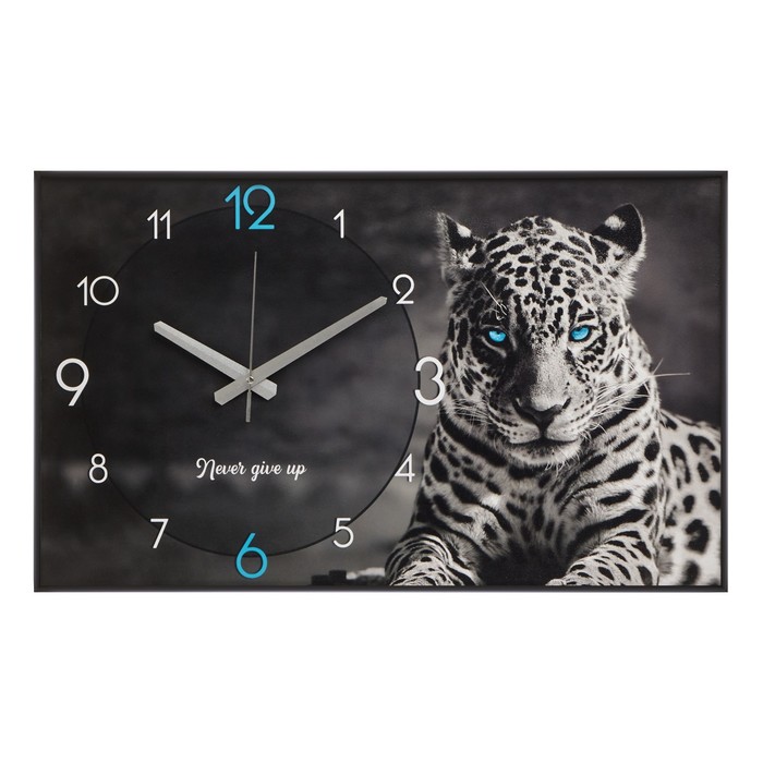 Часы-картина настенные, интерьерные "Леопард", плавный ход, 57 х 35 х 4 см - фото 1926108969