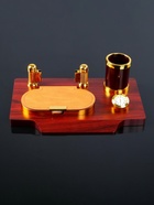 Набор настольный 4 в 1, органайзер с визитницей, красное дерево - Фото 6