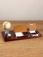 Набор настольный, органайзер 6 в 1 с визитницей и часами, красное дерево - Фото 7