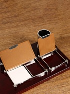 Набор настольный, органайзер 6 в 1 с визитницей и часами, красное дерево - Фото 9