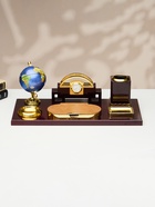 Набор настольный, органайзер 6 в 1 (блок для бумаг, подставка для печати, карандашница, часы, визитница, глобус) - Фото 2