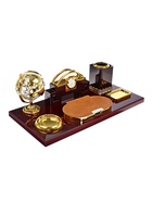 Набор настольный, органайзер 6 в 1 (блок для бумаг, подставка для печати, карандашница, часы, визитница, глобус) - Фото 15