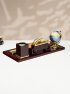 Набор настольный, органайзер 6 в 1 (блок для бумаг, подставка для печати, карандашница, часы, визитница, глобус) - Фото 3