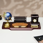 Набор настольный, органайзер 6 в 1, с визитницей и часами, вишня - Фото 2