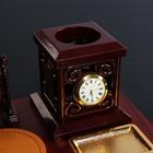 Набор настольный, органайзер 6 в 1, с визитницей и часами, вишня - Фото 12