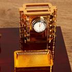 Набор настольный, органайзер 4 в 1 с визитницей, красное дерево - Фото 4