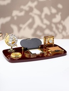 Набор настольный, органайзер 6 в 1 с визитницей и часами, красное дерево - Фото 2