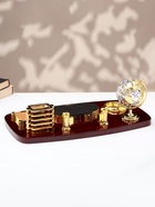 Набор настольный, органайзер 6 в 1 с визитницей и часами, красное дерево - Фото 4