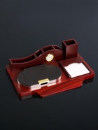 Набор настольный 4 в 1 с визитницей, красное дерево - Фото 6