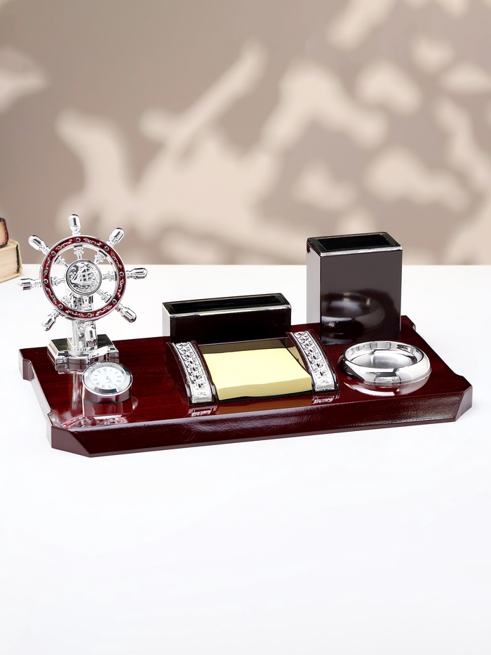 Набор настольный 6 в1 с визитницей, красное дерево - Фото 1