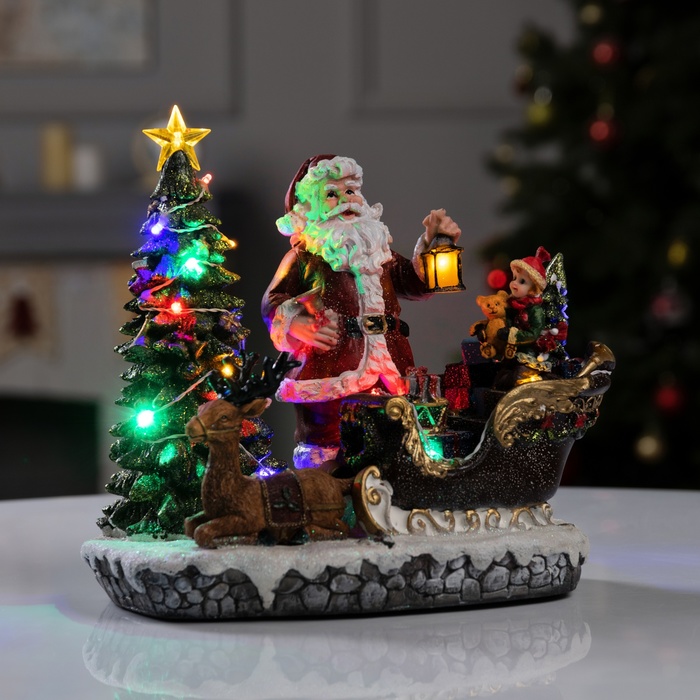 Фигура светодиодная "Новогодние сани с подарками" 25х18см, 17LED, ААx3(не в компл), USB, RGB - фото 1907131740