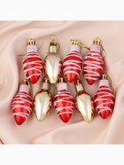 Ёлочная игрушка «Лампочка - полосы» (набор 9 шт.) 3×6 см, МИКС - Фото 3