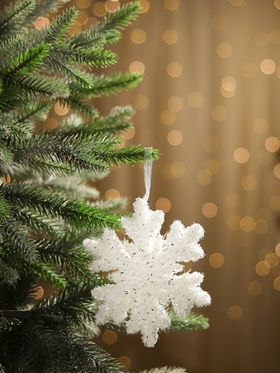 Ёлочная игрушка «Зимнее волшебство. Снежинка - снежный пух», 13 см, белый (комплект 2 шт)