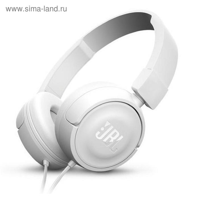 Наушники JBL T450, накладные, микрофон, проводные, 1.2м, белые - Фото 1