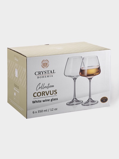 Бокалы для вина Corvus, 350 мл, набор 6 шт., стекло, прозрачные