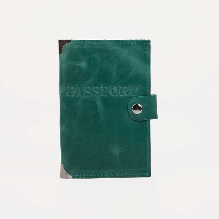 Обложка для паспорта, на клапане, цвет зелёный - Фото 1