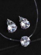 Гарнитур 2 предмета: кулон, серьги «На леске» классика, цвет белый в серебре, 30 см - Фото 7