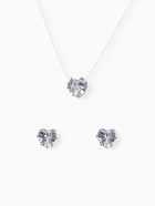 Гарнитур 2 предмета: кулон, серьги «На леске» сердечко, цвет белый в серебре, 30 см - Фото 2