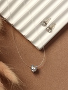 Гарнитур 2 предмета: кулон, серьги «На леске» сердечко, цвет белый в серебре, 30 см - Фото 7