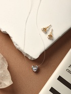 Гарнитур 2 предмета: кулон, серьги «На леске» сердечко, цвет белый в золоте, 30 см - Фото 11