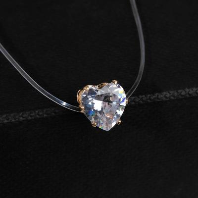 Кулон на леске «Сердечко», белый в золоте, 35 см