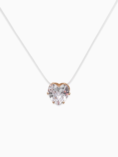 Кулон на леске «Сердечко», белый в золоте, 35 см