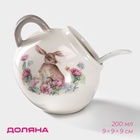 Сахарница Доляна «Зайка», 200 мл, с ложкой, доломит, белая - Фото 1