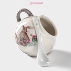 Сахарница Доляна «Зайка», 200 мл, с ложкой, доломит, белая - Фото 2