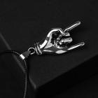 Кулон унисекс «Жест», цвет чернёное серебро на чёрном шнурке, 60 см (комплект 2 шт) - фото 30526952