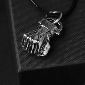 Кулон унисекс 'Кулак', цвет чернёное серебро на чёрном шнурке, 60 см