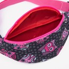 Сумка поясная детская для девочки на молнии, чёрная, розовая - Фото 3