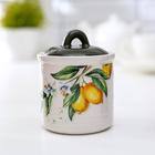 Сахарница-солонка Доляна «Лимон», 150 мл, d=7 см, доломит, белая, зелёная - Фото 1