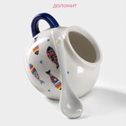 Сахарница Доляна «Емеля», 200 мл, с ложкой, доломит, белая - Фото 2