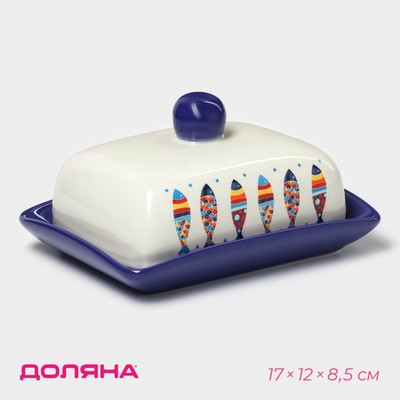 Маслёнка Доляна «Емеля», 17×12×8.5 см, доломит, белая