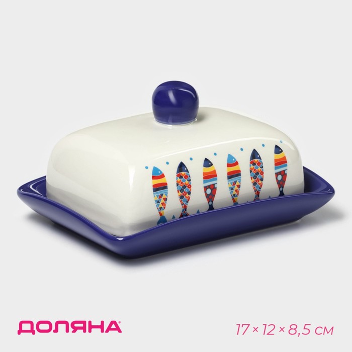 Маслёнка Доляна «Емеля», 17×12×8.5 см, доломит, белая