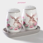 Набор для специй Доляна «Зайка», солонка, перечница, 130 мл, доломит, белый - Фото 2