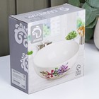 Салатник фарфоровый Доляна «Лаванда», 600 мл, d=15,5 см, цвет белый - фото 21111370