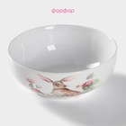 Салатник фарфоровый Доляна «Зайка», 600 мл, d=15.5 см, цвет белый - Фото 2