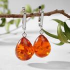 Серьги родирование «Янтарь» капля объёмная - Фото 1
