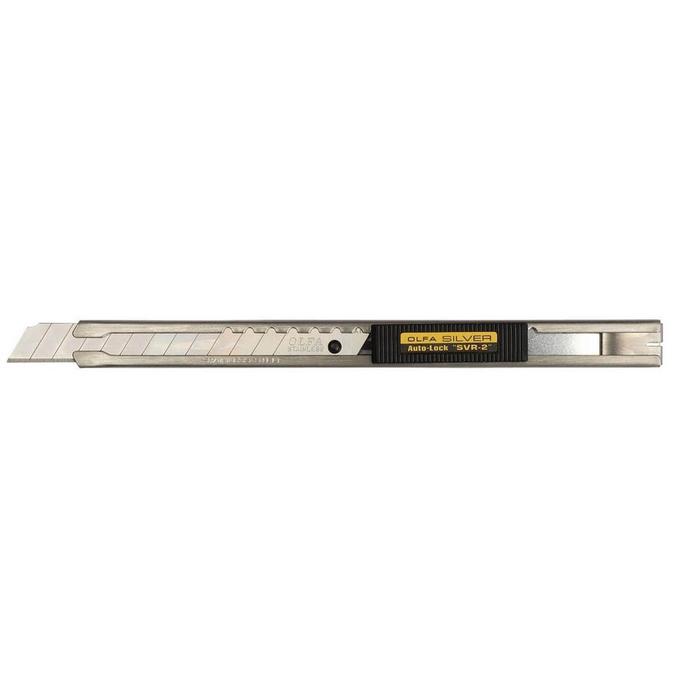 Нож OLFA OL-SVR-2, с выдвижным лезвием, нержавеющая сталь, автофиксатор, 9 мм - Фото 1