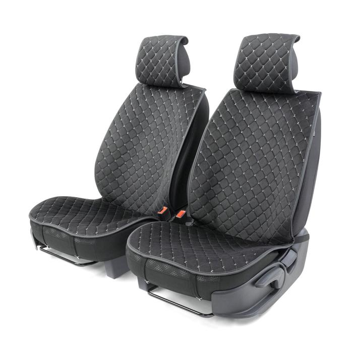 Накидки на передние сиденья Car Performance, 2 шт, алькантара, ромб, черный-серый