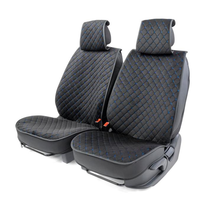 Каркасные накидки на передние сиденья Car PerforMANce, 2 шт, алькантара, ромб,черно-синий - Фото 1