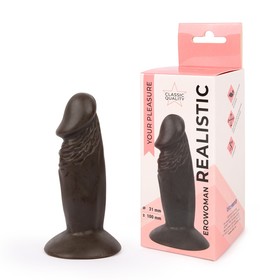 Фаллоимитатор Erowoman realistic, на присоске, 100 х 31 мм, PVC, чёрный 5264904