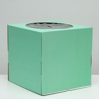 Кондитерская коробка, с окном, мятная, 30 х 30 х 30 см