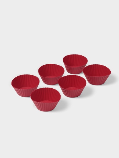 Формы для выпечки кексов Доляна «Риб.Круг», силикон, 7×3.3 см, набор 6 шт., зеленый, бордовый, светло-серый