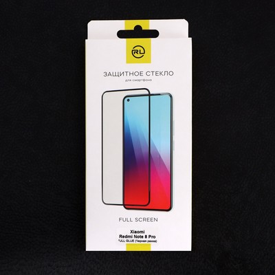 Защитное стекло Red Line для Xiaomi Redmi Note 8 Pro, Full Screen, полный клей, чёрное