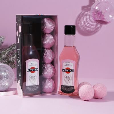 Набор «Мечтай» гель для душа 250 мл, аромат цветов, бомбочки для ванн 5 шт по 40 гр.