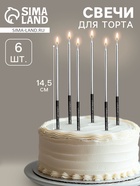 Свечи в торт «Праздник», 6 шт., 14.5 см, серебро с чёрным - Фото 1