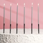 Свечи в торт "Праздник", 6 шт, 14,5 см, серебро с чёрным - Фото 3