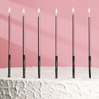 Свечи в торт "Праздник", 6 шт, 14,5 см, розовый с чёрным - Фото 3